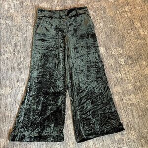 Frame Velvet Trousers in Deep Green - women’s size 2 - wide leg